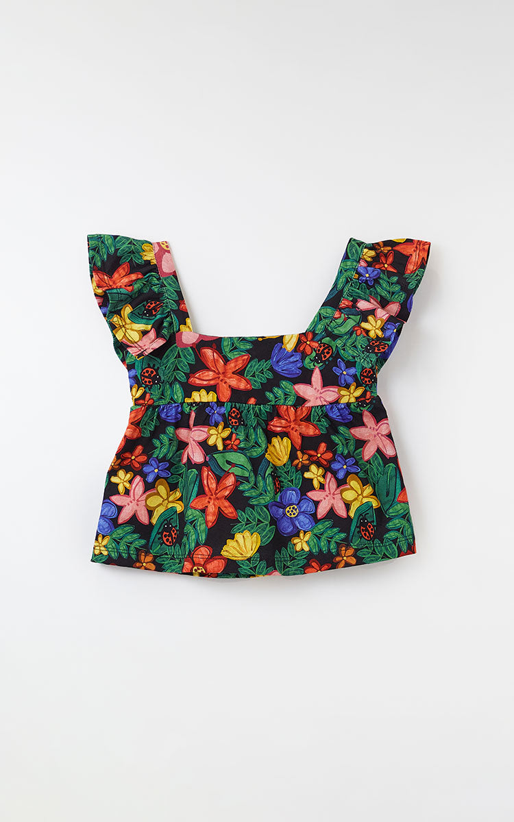 BLUSA MALHA RAMO DE FLOR PRETO